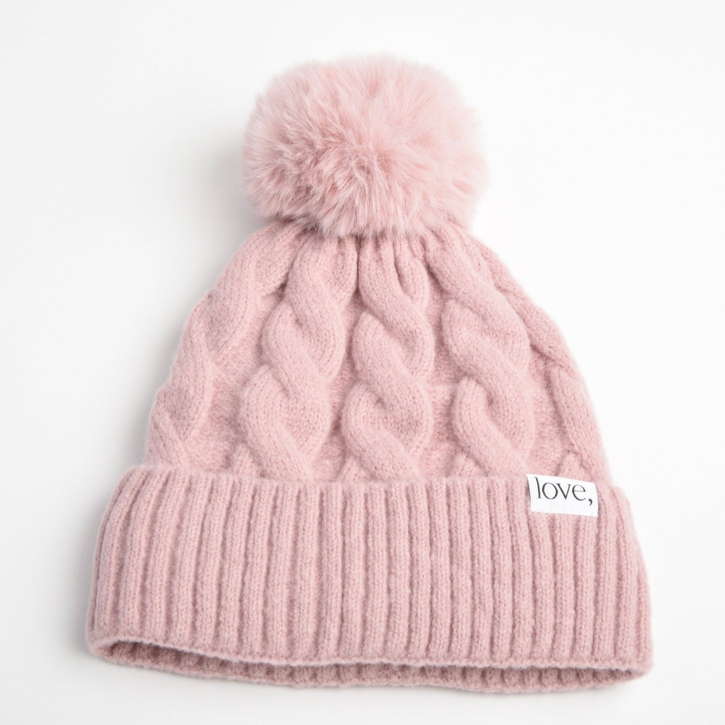 Chunky Pom Pom Hat - Dusty Pink