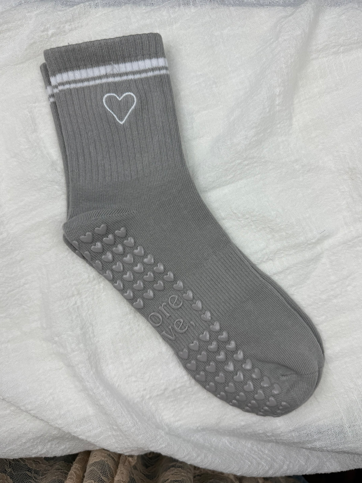 Heart Pilates Sock - Grey
