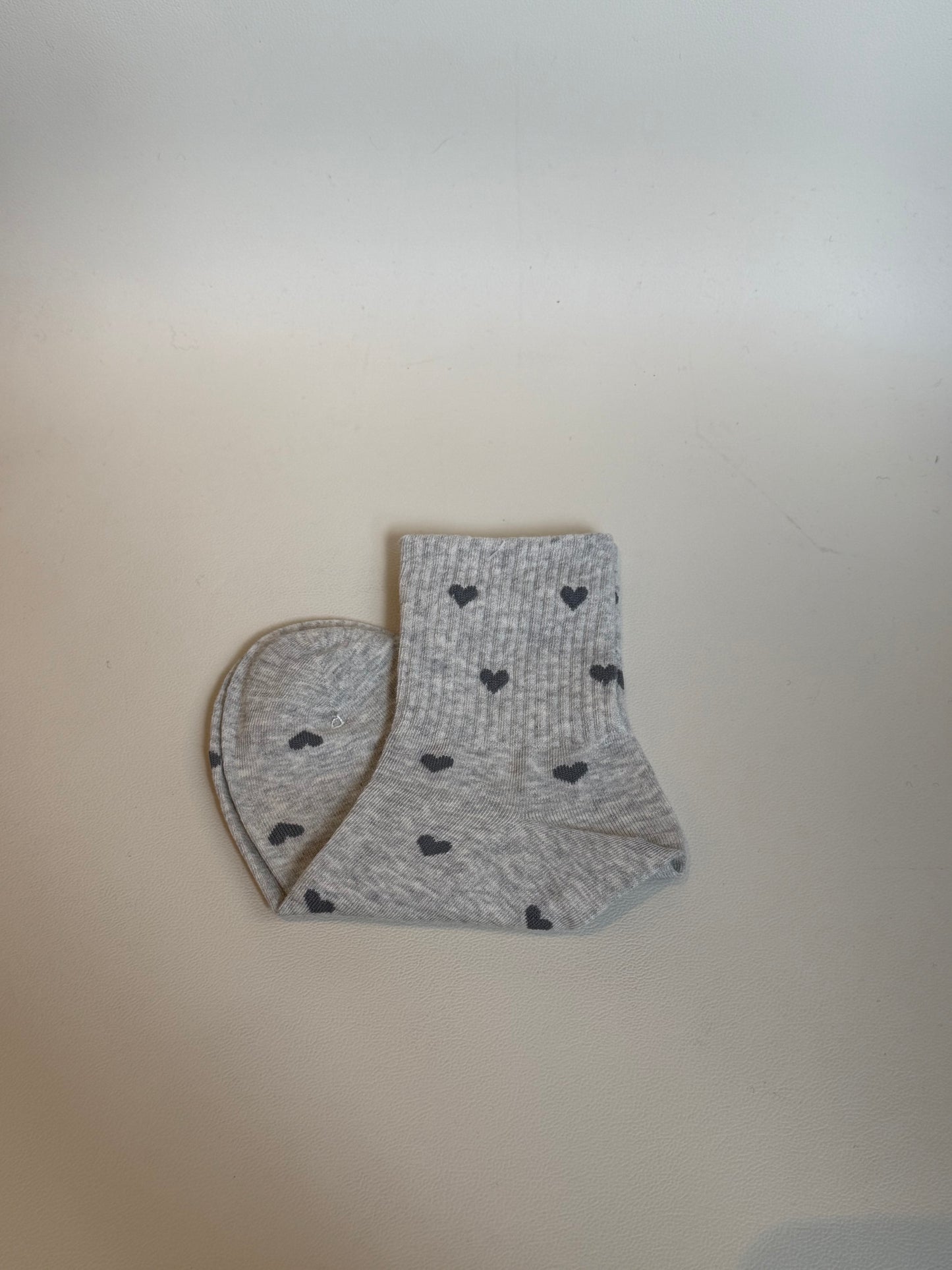 Heart Socks Mini Crew - Grey