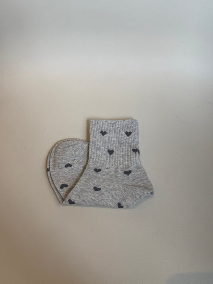 Heart Socks Mini Crew - Grey