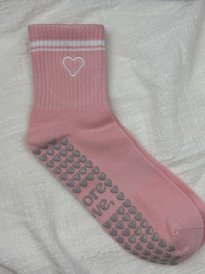 Heart Pilates Sock - Pink