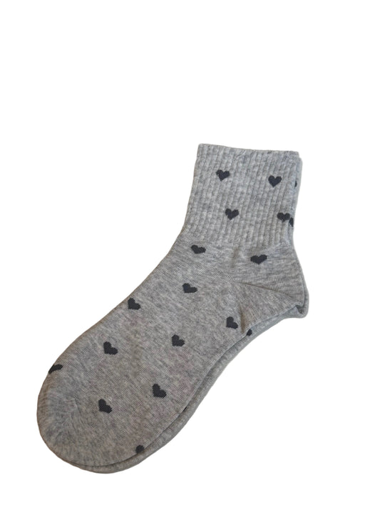 Heart Socks Mini Crew - Grey