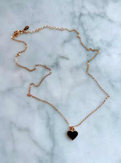 Midnight Enamel Heart Pendant Necklace