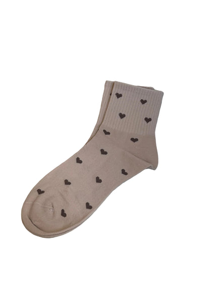 Heart Socks Mini Crew - Tan