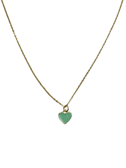 Mint Enamel Heart Pendant Necklace