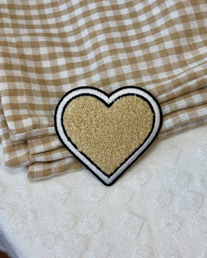 Chenille Heart Patch - Beige