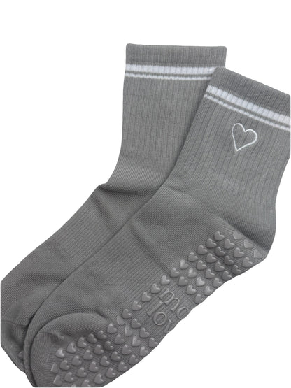 Heart Pilates Sock - Grey