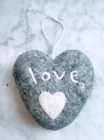 love, Felt Heart Ornament