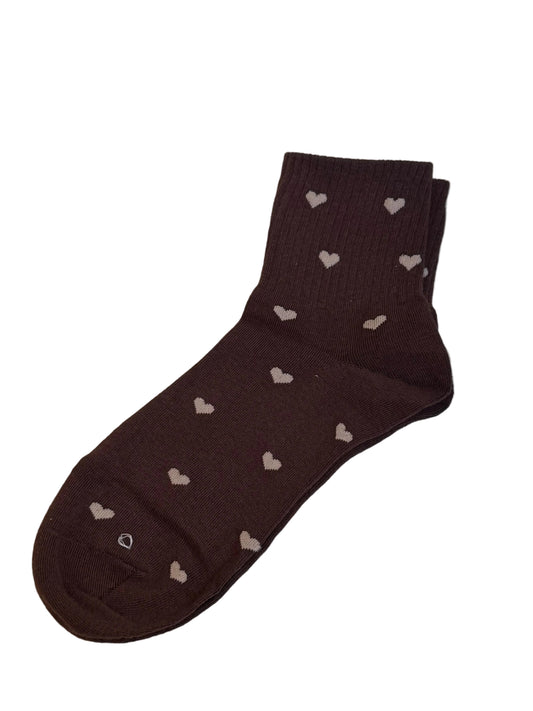 Heart Socks Mini Crew - Brown