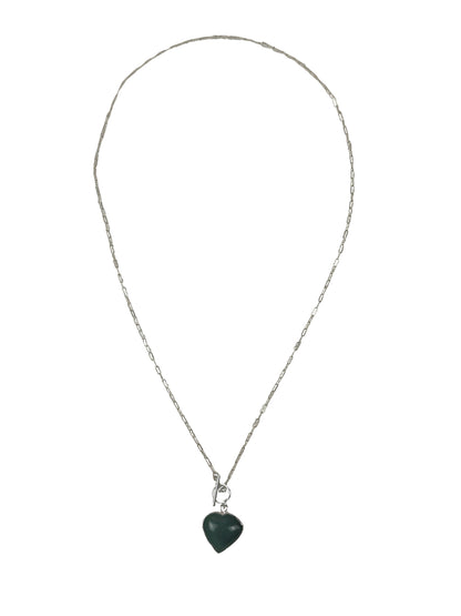 Small Heart Charm Necklace - ASST Stones
