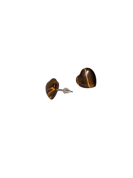 Tigers Eye Heart Earrings