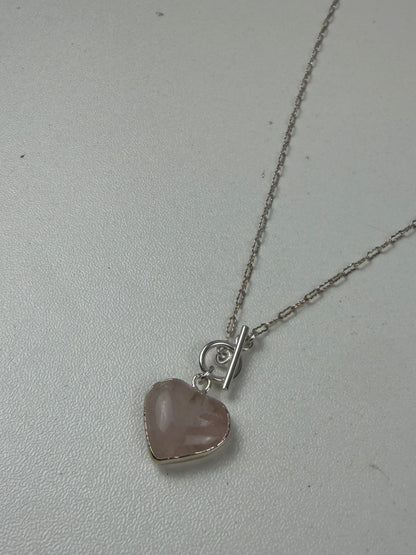 Small Heart Charm Necklace - ASST Stones