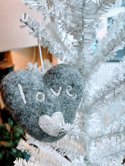love, Felt Heart Ornament