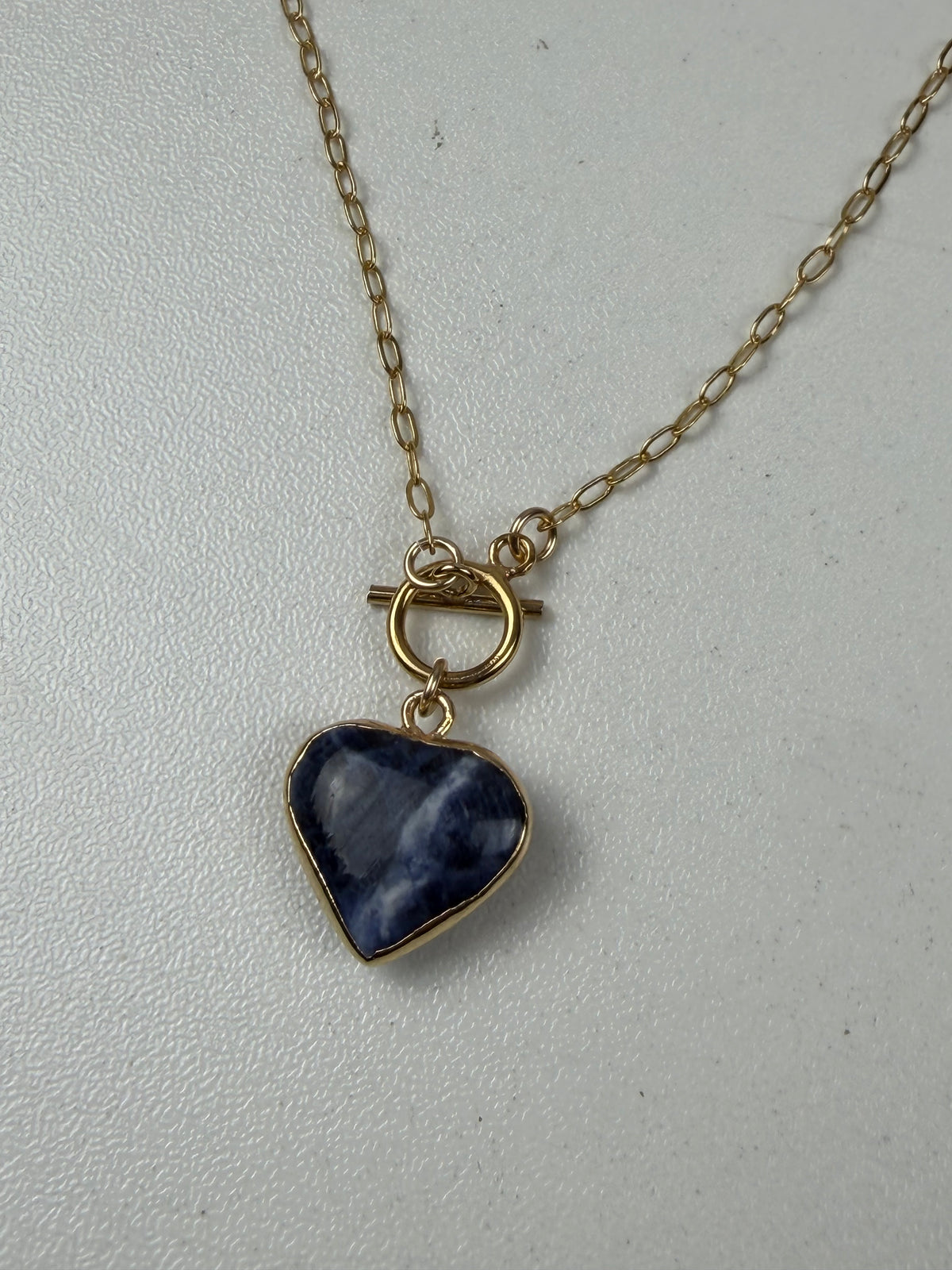 Small Heart Charm Necklace - ASST Stones