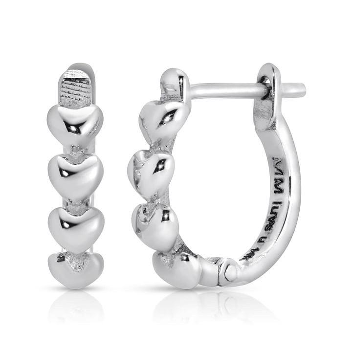 Heart Huggie Earring - White Gold