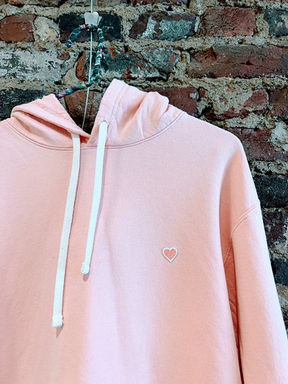 Heart Patch Hoodie - Coral