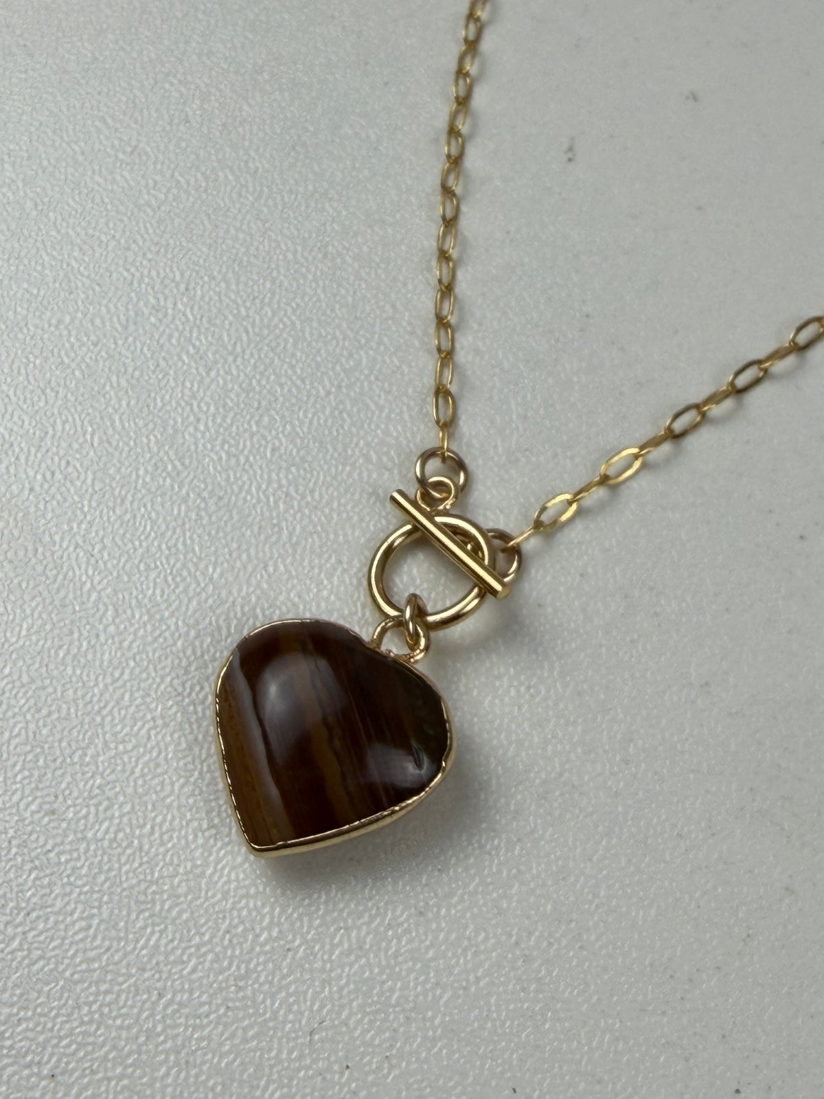 Small Heart Charm Necklace - ASST Stones