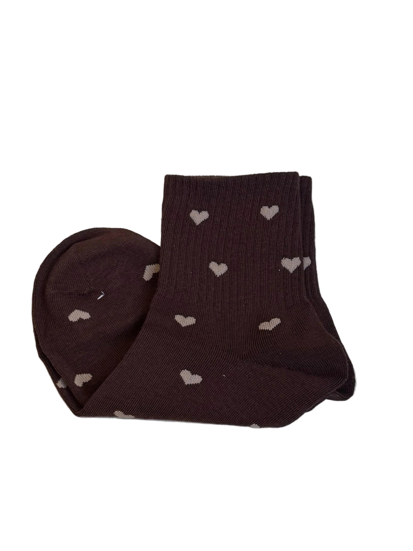 Heart Socks Mini Crew - Brown