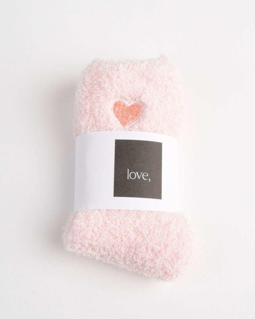 Fuzzy Heart Sock - Blush