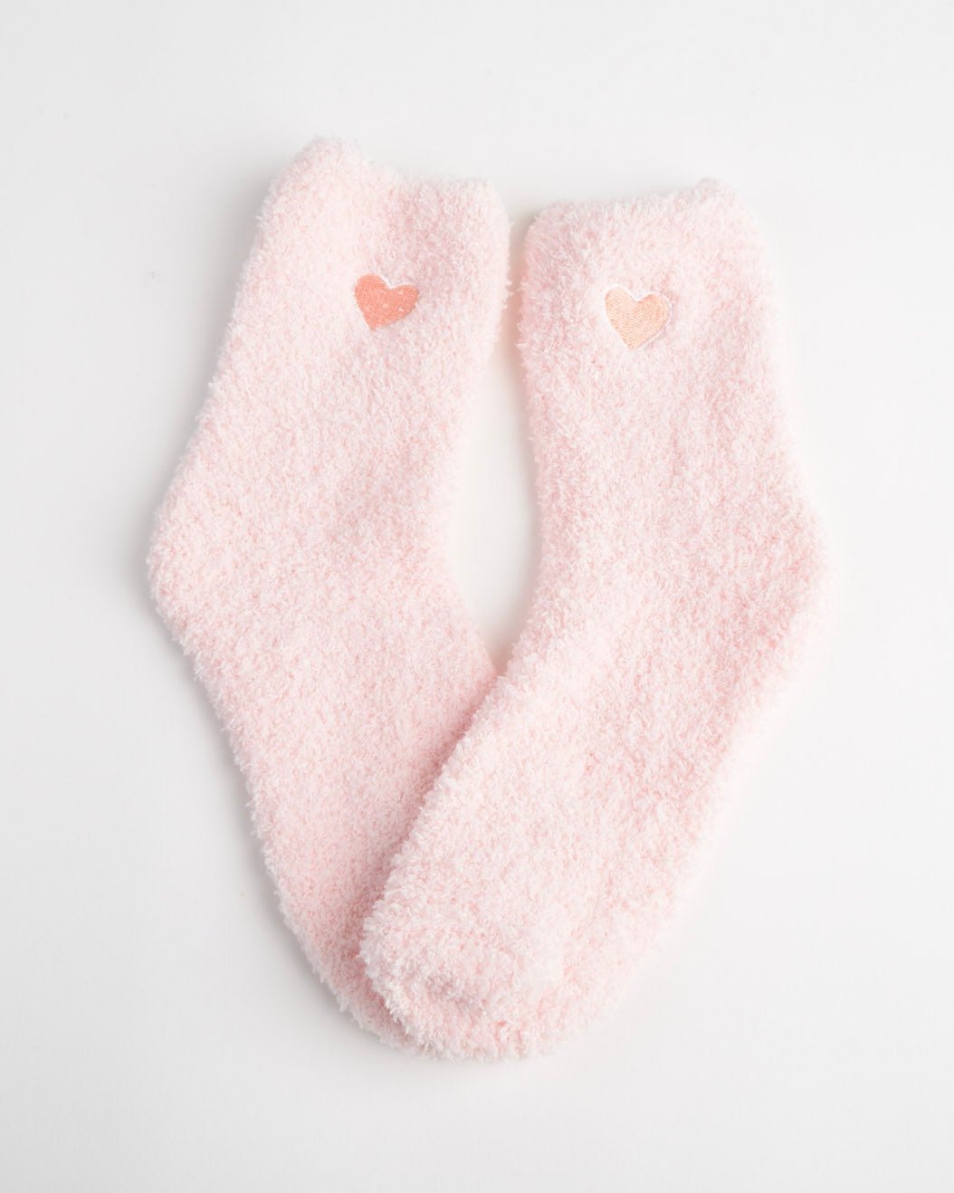 Fuzzy Heart Sock - Blush