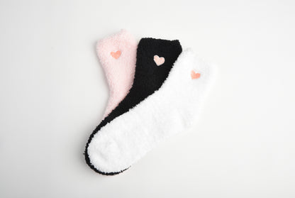 Fuzzy Heart Sock - Blush