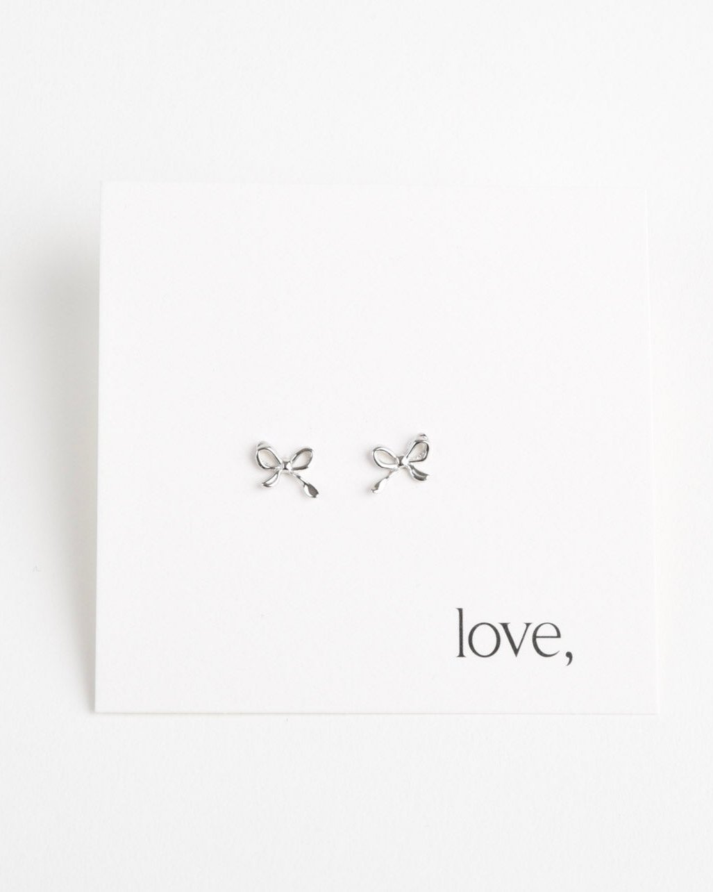 Bow Stud Earrings - Silver