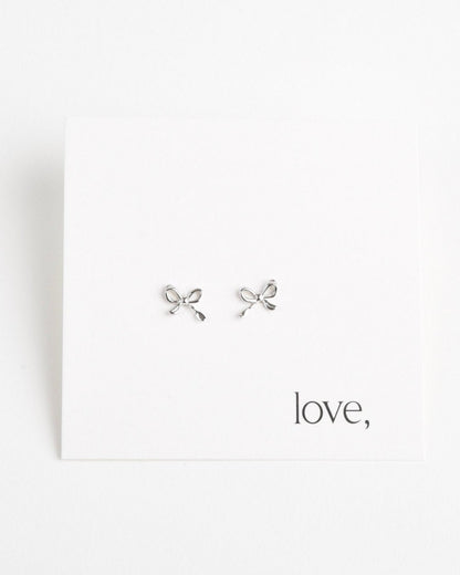 Bow Stud Earrings - Silver