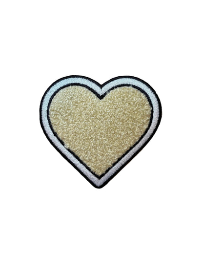 Chenille Heart Patch - Beige
