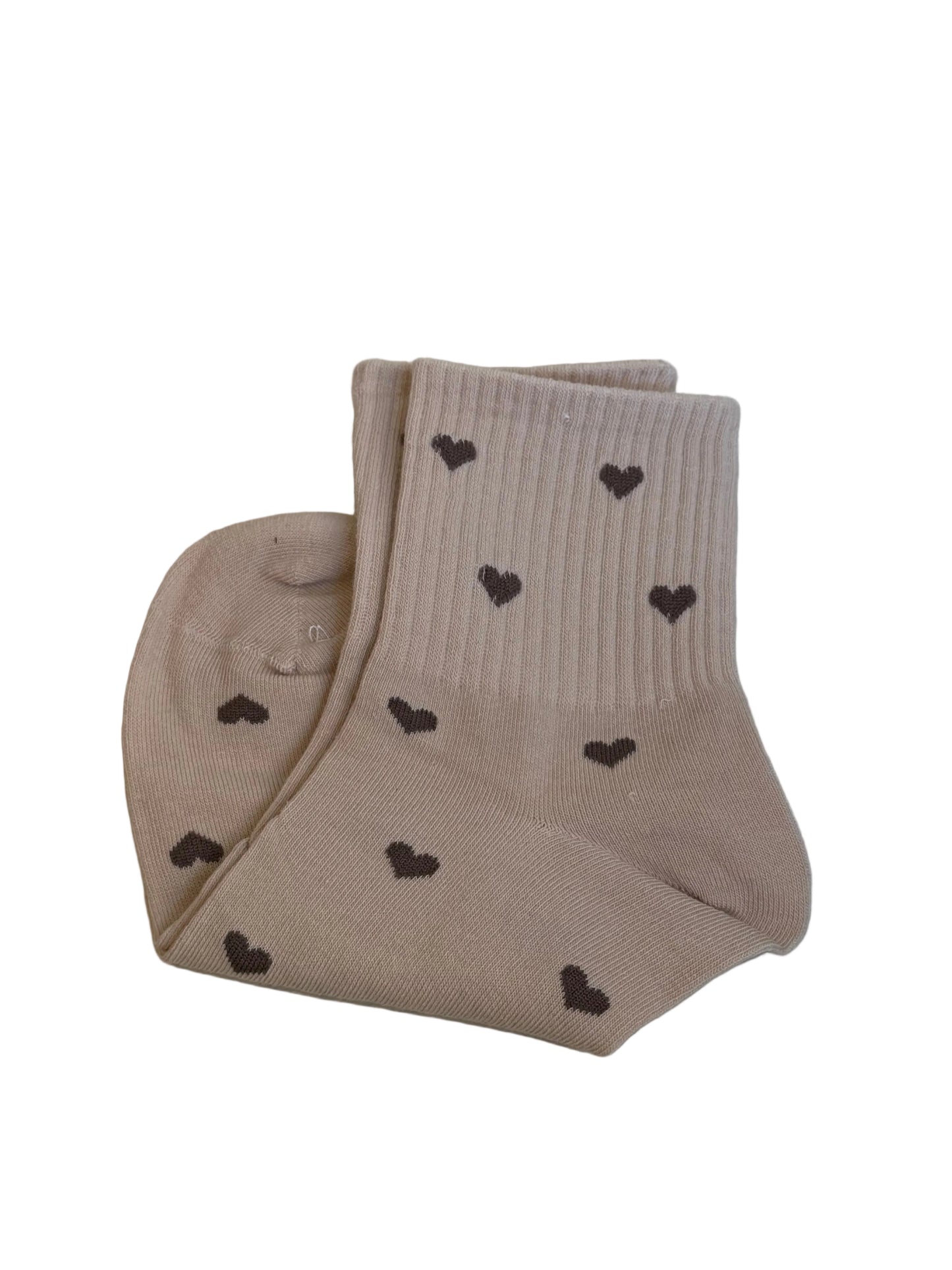 Heart Socks Mini Crew - Tan