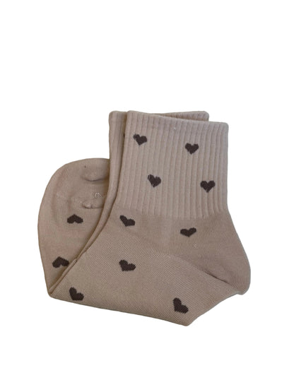 Heart Socks Mini Crew - Tan