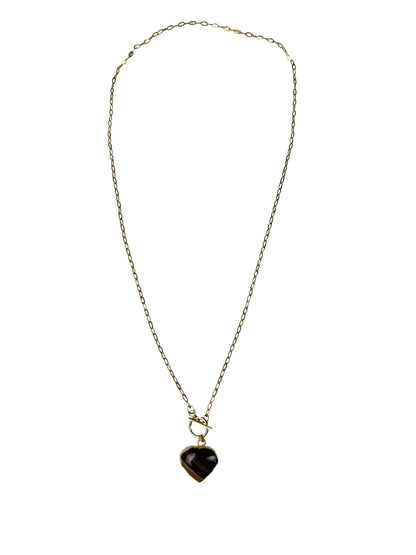 Small Heart Charm Necklace - ASST Stones