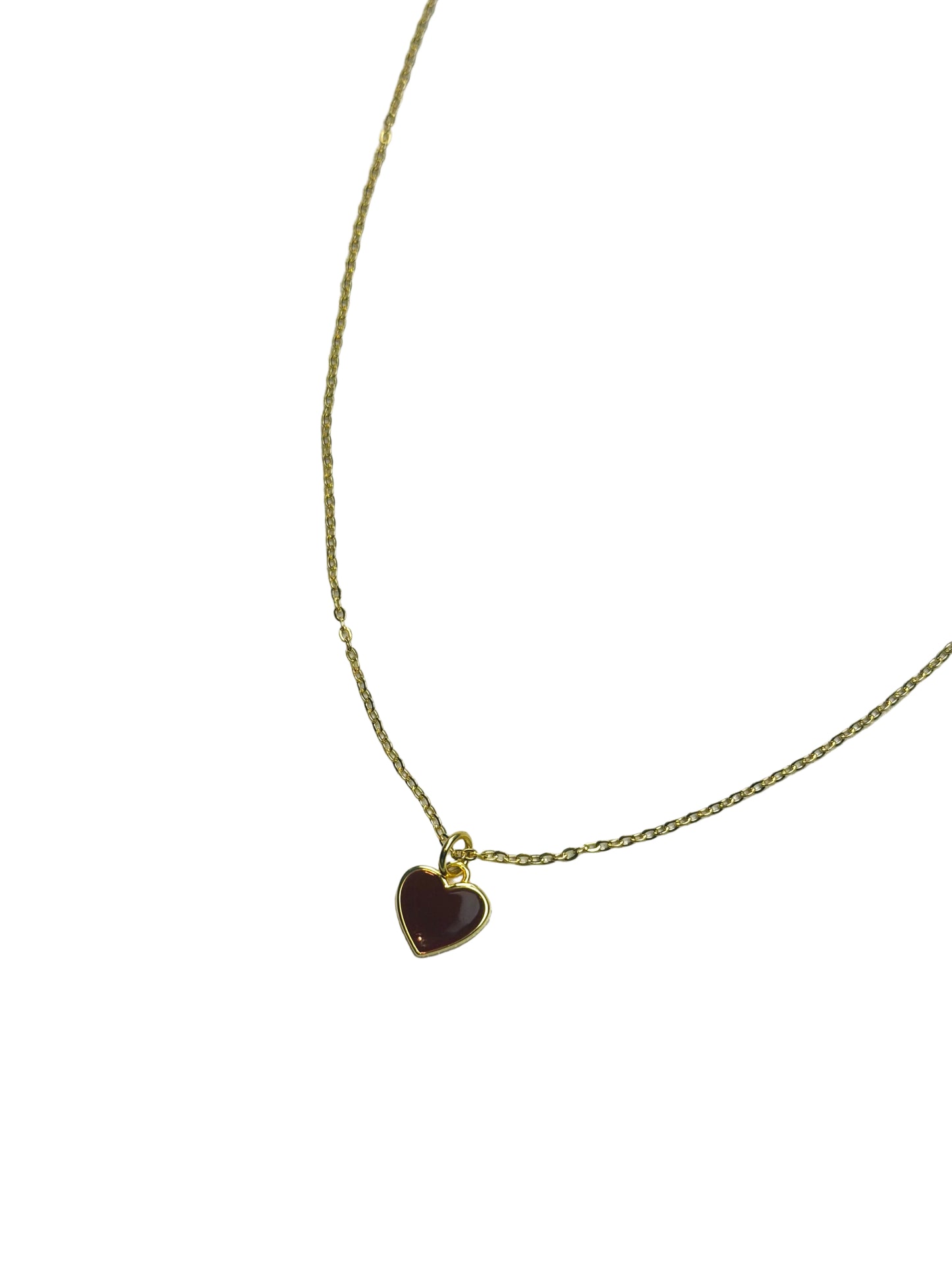 Chestnut Enamel Heart Pendant Necklace