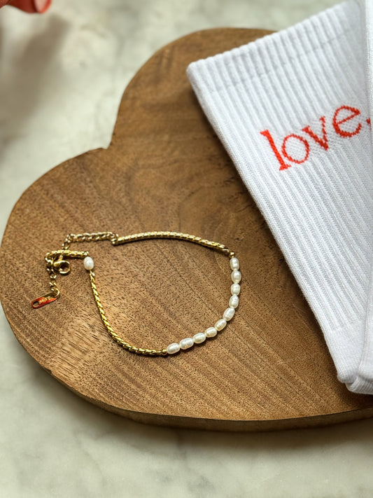 Freshwater Pearl Anklet - Gold
