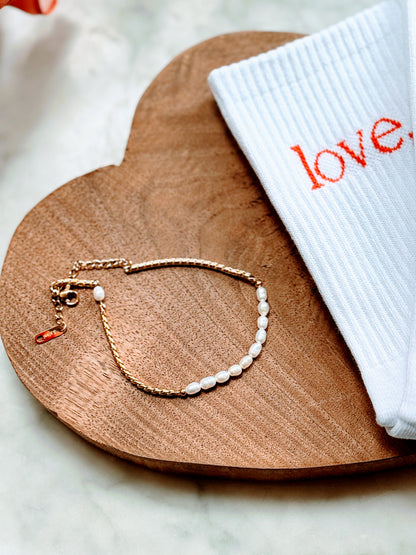 Freshwater Pearl Anklet - Gold