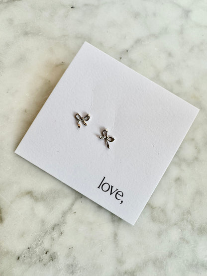 Bow Stud Earrings - Silver