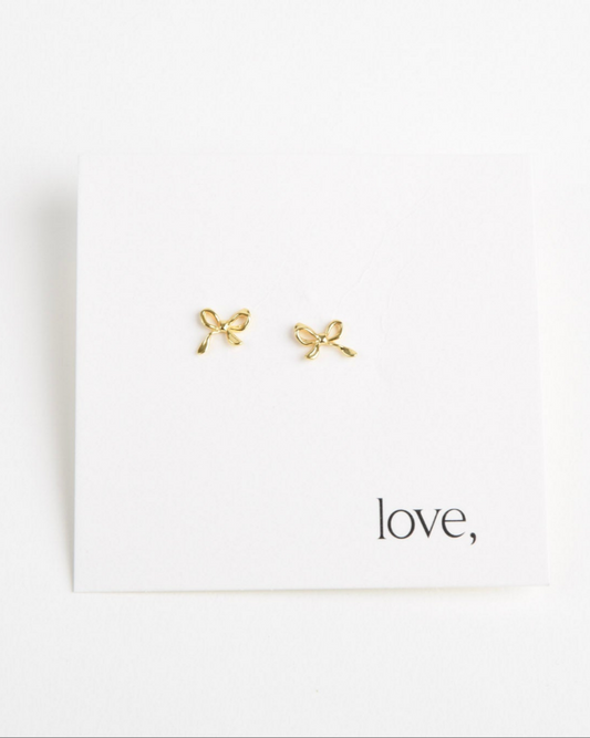 Bow Stud Earrings - Gold