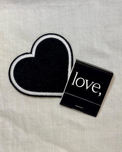 Chenille Heart Patch - Black