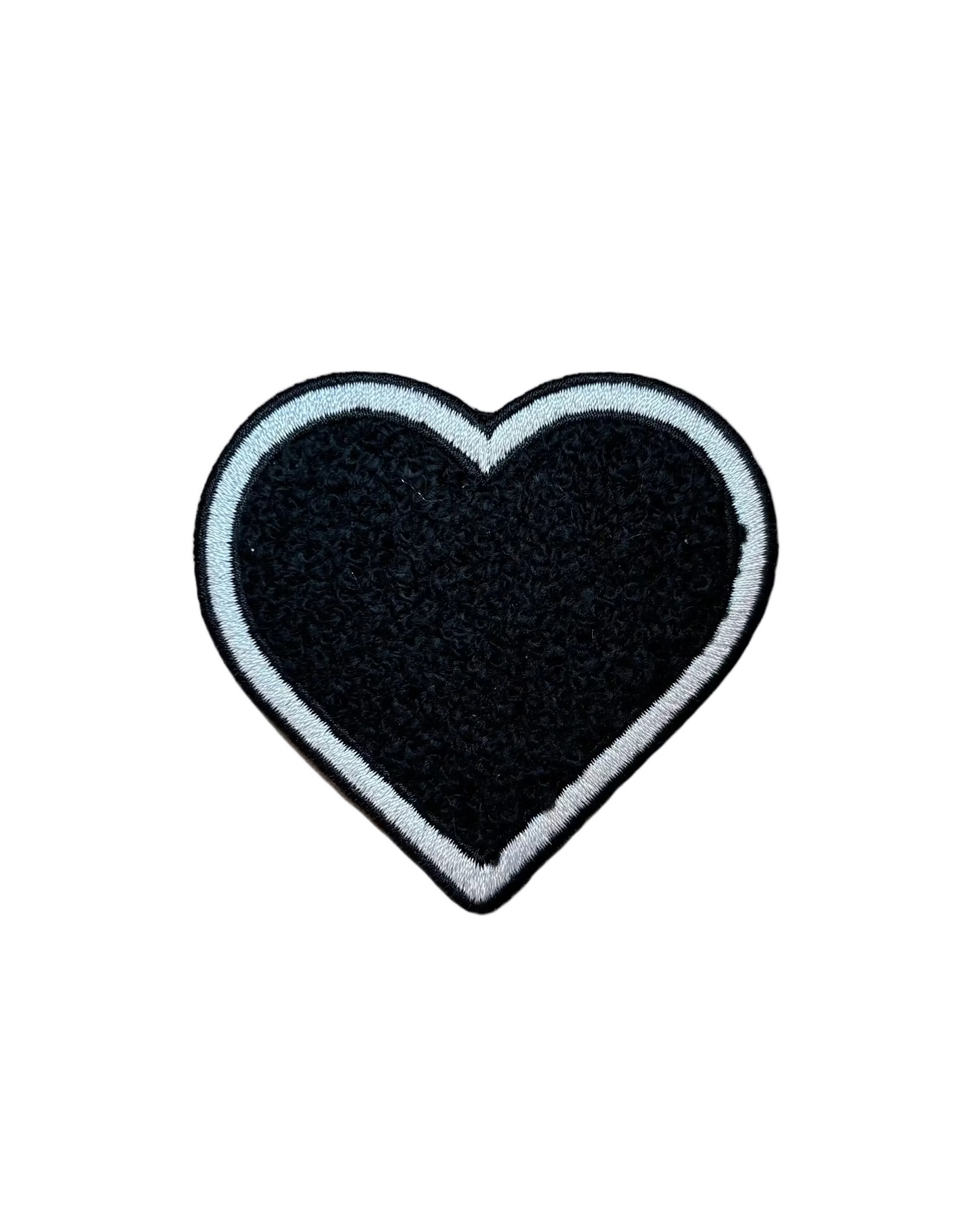 Chenille Heart Patch - Black