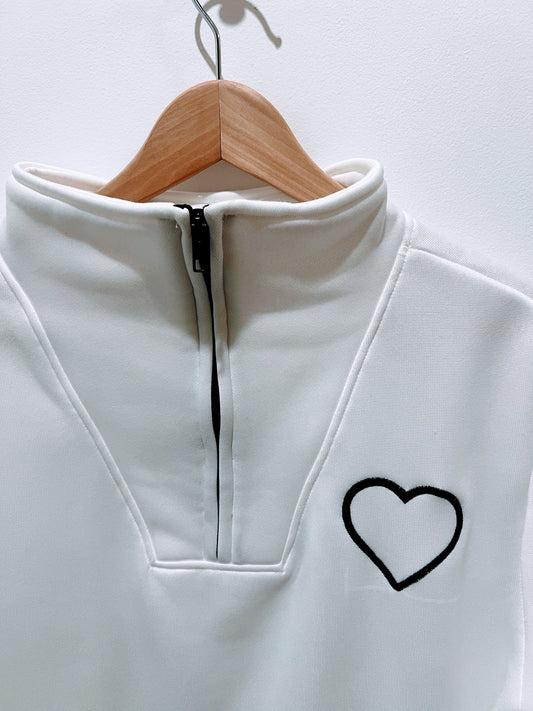 Half Zip Fave Fleece - White