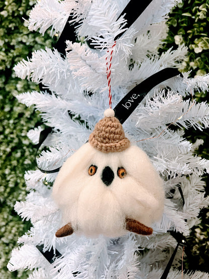 Fluffy White Owl Ornament