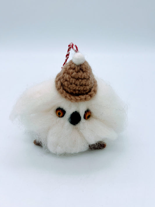 Fluffy White Owl Ornament