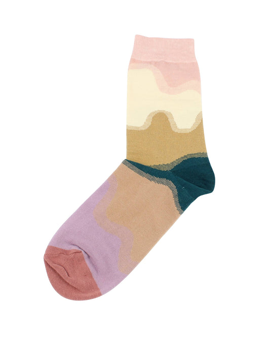 Colorful sock with gradient design on a white background