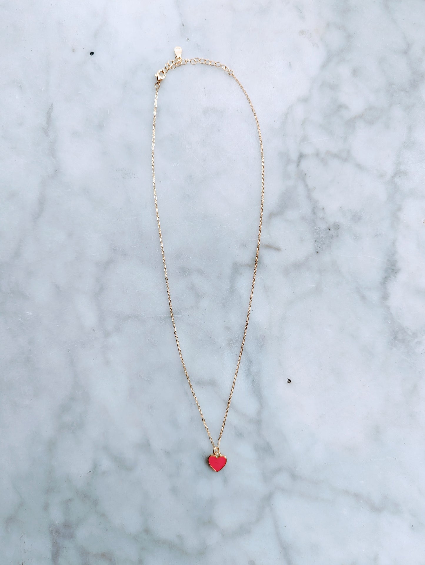 Poppy Enamel Heart Pendant Necklace