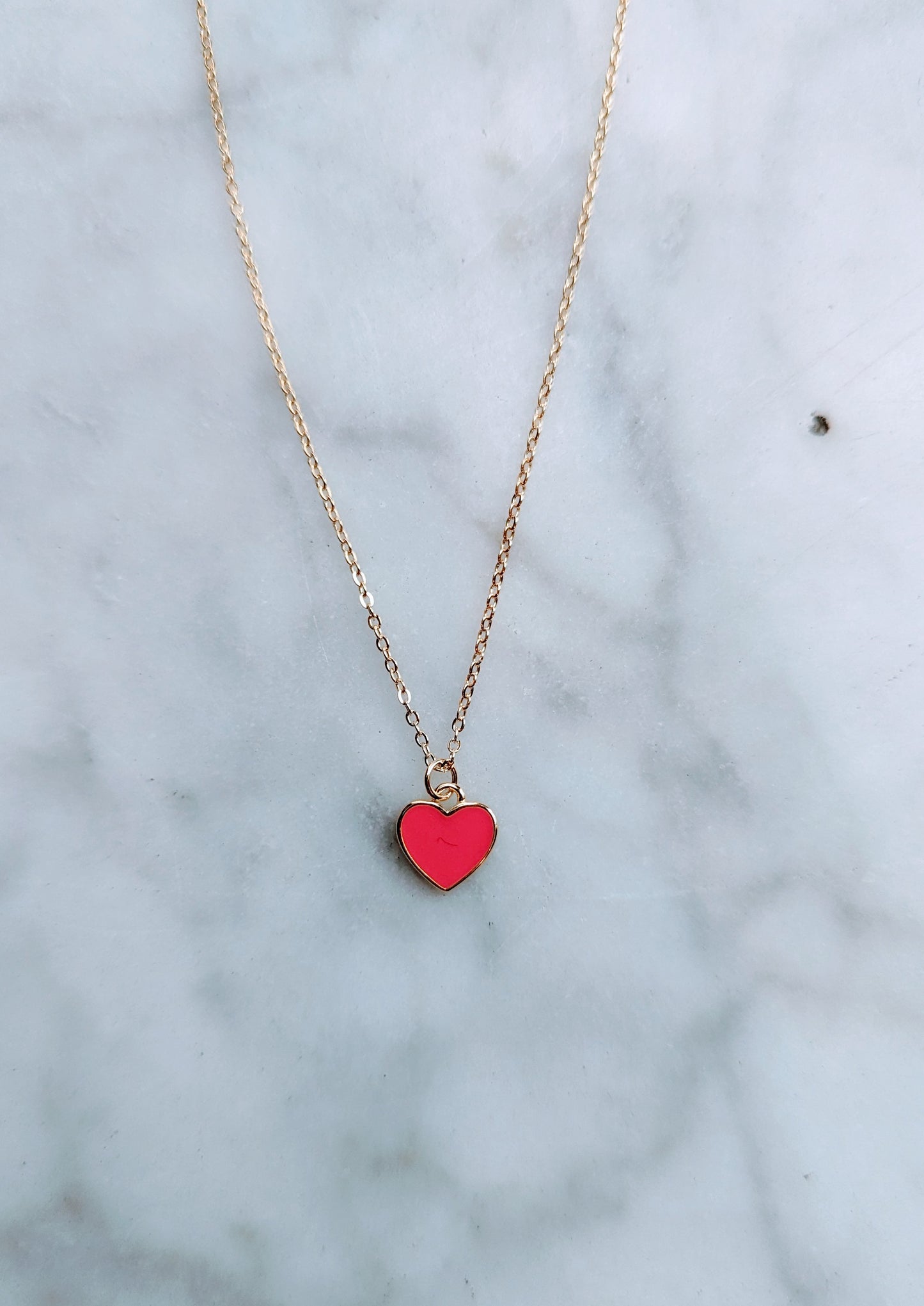 Poppy Enamel Heart Pendant Necklace