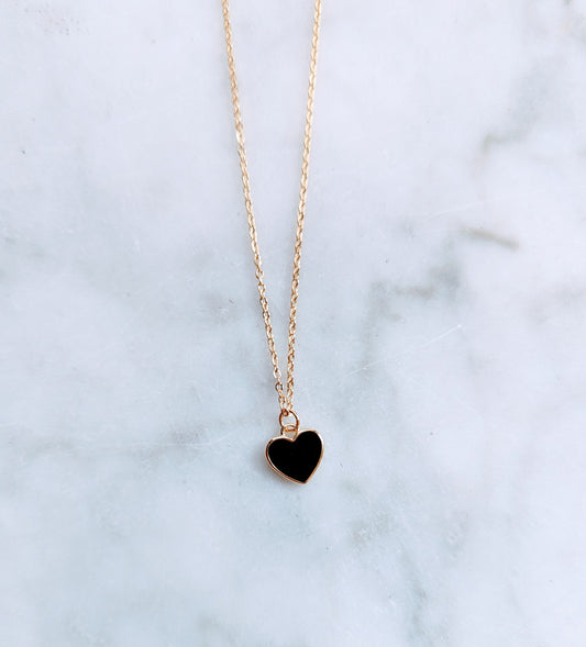 Midnight Enamel Heart Pendant Necklace