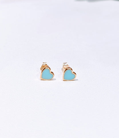 Sky Blue Enamel Heart Studs