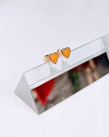 Sunshine Enamel Heart Studs