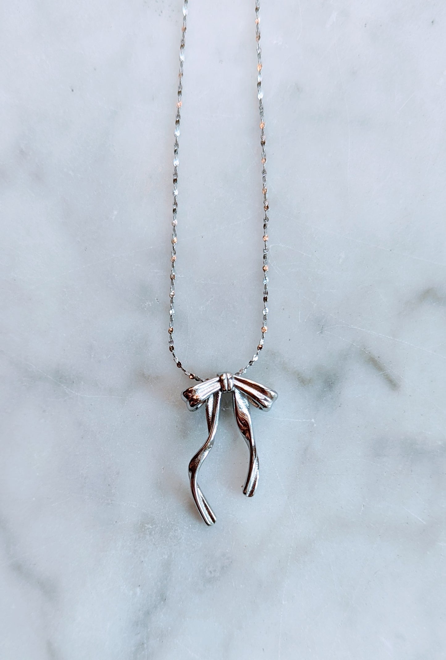 Bow Necklace - Silver