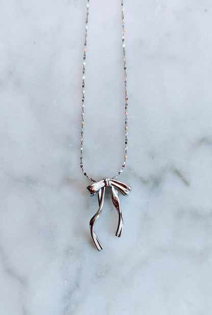 Bow Necklace - Silver