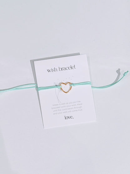 Wish Bracelet Open Heart - Mint